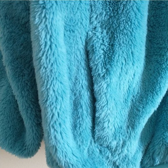 Eddie Baur 2021 Quest Plush Teddy Zip Up Hooded Jacket Teal Size Medium - Picture 7 of 7